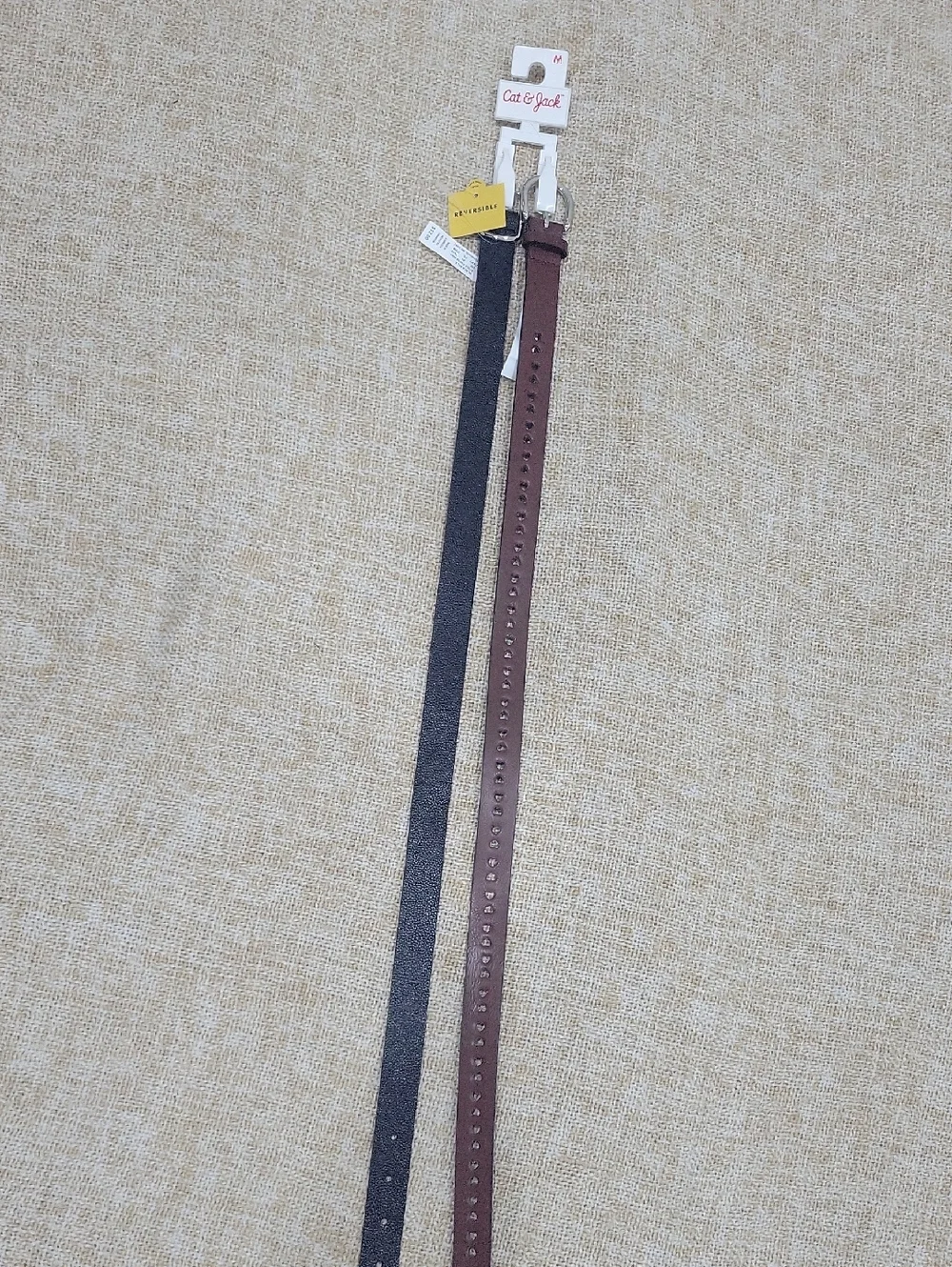 Cat & Jack Girl's Black and Brown Dual Belt Set